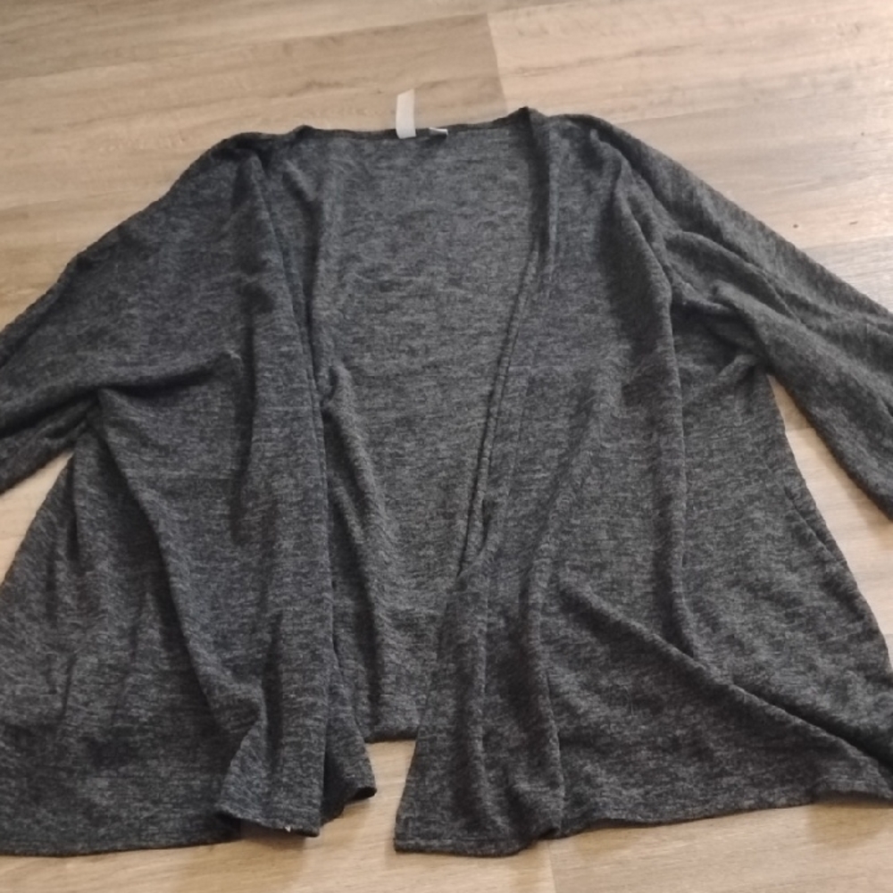 Tacera Charcoal Open-Front Cardigan